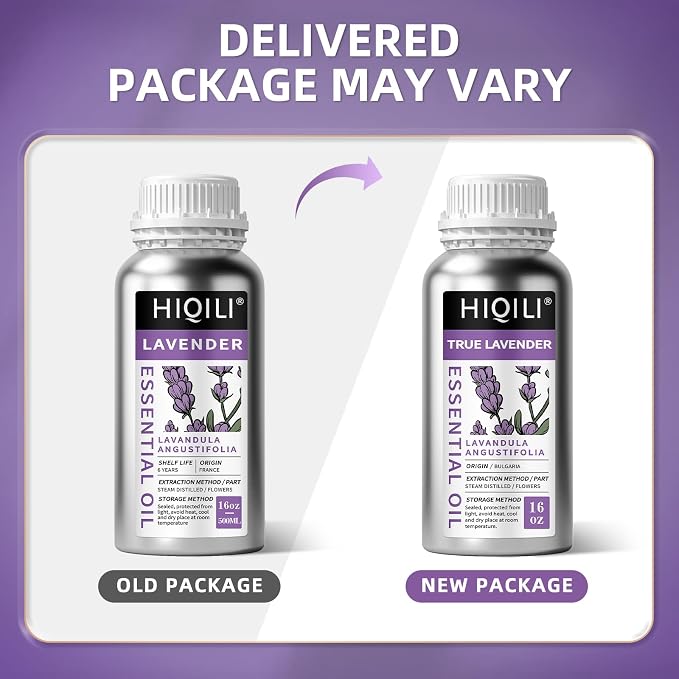 HIQILI 16 fl oz Lavender Essential Oil Large Capacity, for Aromatherapy, DIY Candle & Soap Making, Skin Moisturizing. Suitable for Hotels, DIY Studios, Spas and Hair Salons