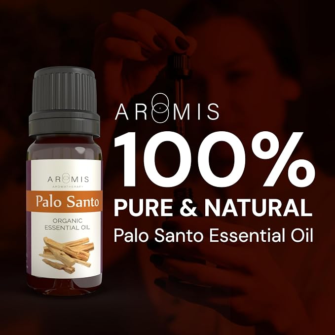 ArOmis Organic Palo Santo Essential Oil - 100% Pure Therapeutic Grade 10ml (.34 Fl Oz) - Undiluted, Premium, Oils for Aromatherapy - All the Aroma None of the Smoke - Wildcrafted and Sustainable