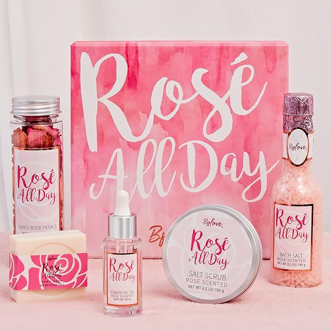 BFF LOVE 6 Pcs Rose Spa Set for Women, Spa Gifts for Women, Gift Set for Her, Spa Kit for Birthday, Mother's Day, Valentine's Day Gifts for Mom,Wife,Girlfriend