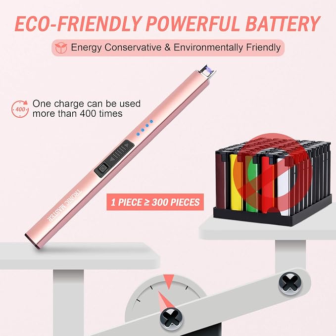 Electric Candle Lighter Valentine's Day Gifts for Women Mom Men Wife USB Arc Rechargeable Windproof Lighter for Candle BBQ Birthday Housewarming Gift Idals (Rose Gold)