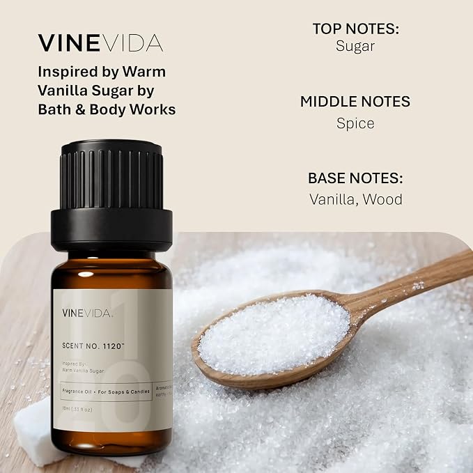 VINEVIDA [0.33oz] Warm Vanilla Sugar Fragrance Oil for Candle Making and Soap Making - Premium Candle Scents for Soy Candles