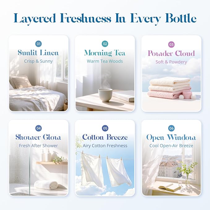 ASAKUKI Fresh States Essential Oil Set, Clean Home Scents for Diffusers | Clean-Inspired Home Scents, Fresh Laundry Aroma, Designed for Diffusers&Waterless Diffusers, Gift-Ready Collection