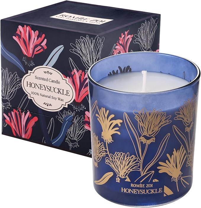 ROMIIE ZOI Scented Candle - Honeysuckle - 6oz Aromatherapy Soy Wax Jar Candle for Home, Gifts for Women - 170g