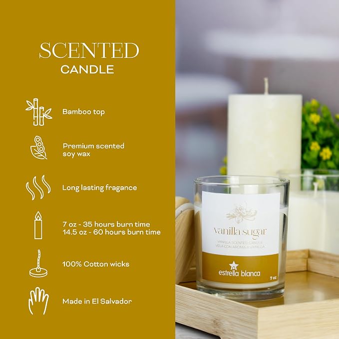7oz Vanilla Sugar Fall Scented Candles for Home, Aromatheraphy Candles Gifts Set for Women & Men.