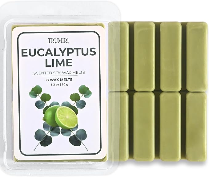 TRUMIRI Eucalyptus Lime Scented Wax Melts - Made with Non Toxic Soy Wax and Essential Oils - Long Lasting Strong Scent Pet Safe Aromatherapy Candle Wax Cubes Tarts for Warmers