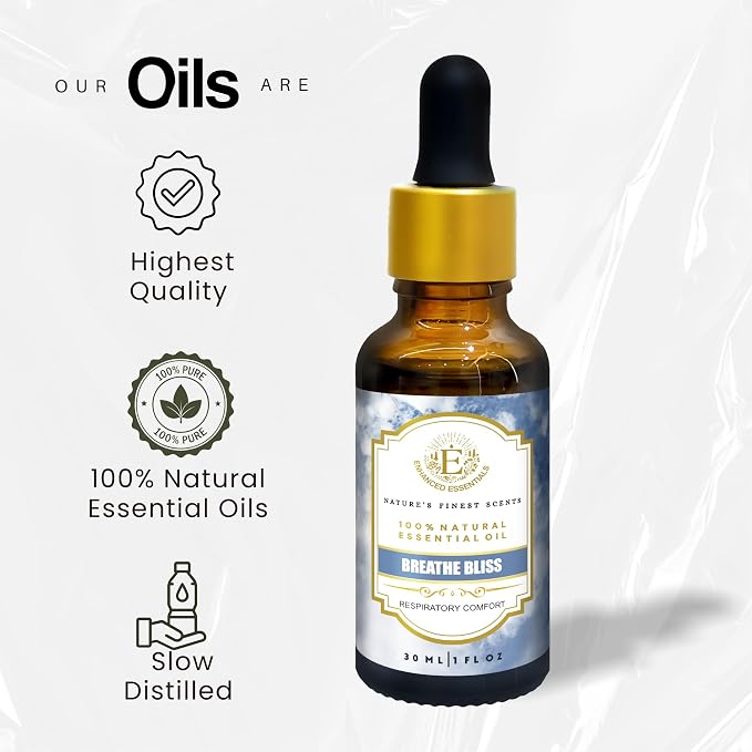 Breathe Bliss Essential Oil Blend – Cool, Fresh, Clearing Botanical Aroma – for Easy Breathing, Diffusers & Personal Inhalation – 30 ml