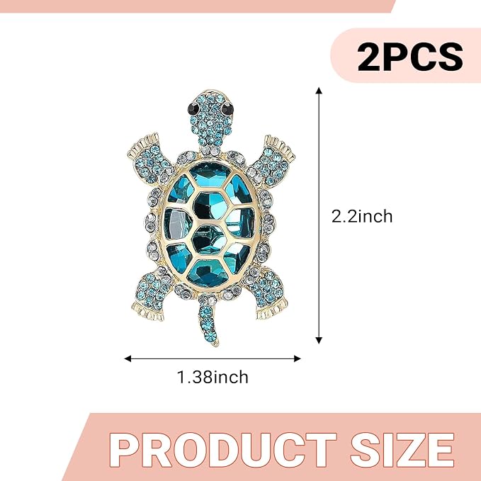 2 PCS Sea Turtles Car Air Vent Clips, Cute Tortoise Car Air Conditioning Outlet Clip, Bling Rhinestone Ocean Theme Vent Diffuser, Universal Auto Interior Decor for Women Girl (Blue)