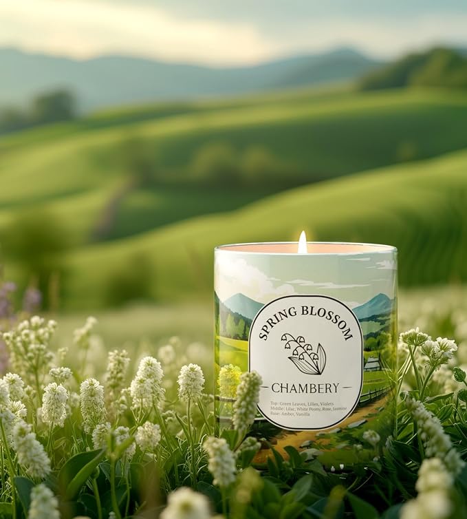 Spring Blossom Candle | New England Countryside View | Light Floral Fragrance Perfect for Spring | Ideal for Mother’s Day Gifting | Soy Wax with Lead-Free Cotton Wick | 55-Hour Burn