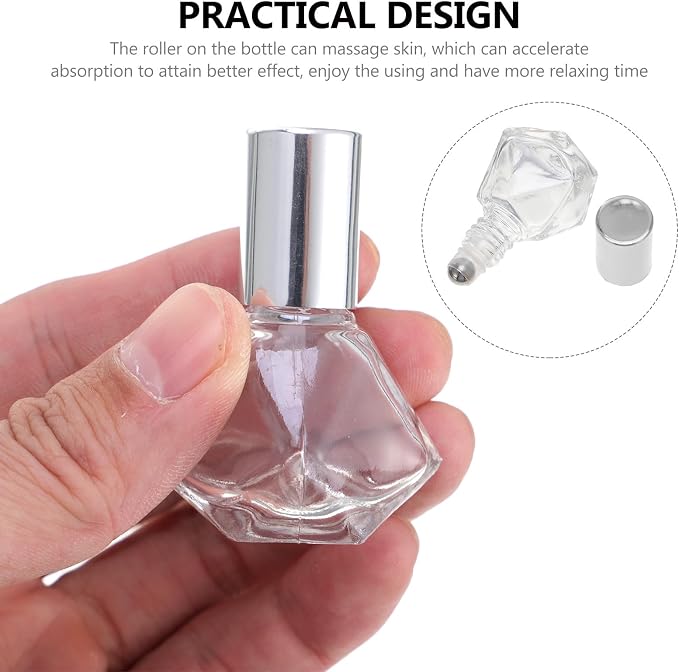 Beaupretty 12pcs 8ml Glass Roller Bottles with Silver Cap and Stainless Steel Ball Refillable Essential Oil Roll on Bottles for Aromatherapy and Perfume Portable Travel Kit