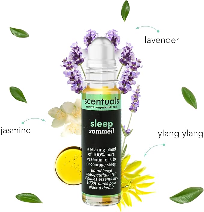 Essential Oil Blend Roll On Sleep: Ylang Ylang, Lavender Oil Jasmin Essential Oils for Relaxation, 100% Pure, Calming Effects & Promotes Relaxation, Aromatherapy, Anti Stress Oil (9 ml | 0.3 oz)