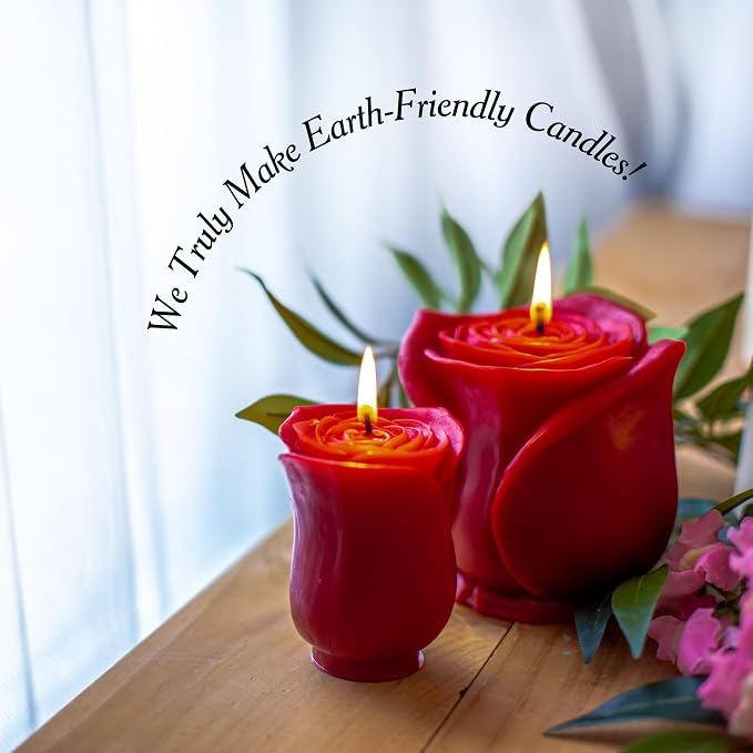 Beeswax Rose Candles (Red, Petit)
