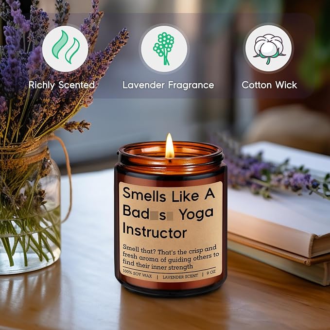 GSPY Scented Candle - Yoga Instructor Teacher Gifts, Yoga Gifts for Women, Men - Funny Meditation, Zen, Birthday, Christmas, Appreciation Ideas for Yogis, Yogic Lovers, Wellness Coach, Friend, Mom