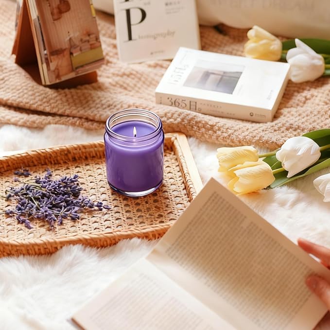 Lavender Scented Candles, 4oz Jar Aromatherapy Soy Wax Candle for Home, Candles Gifts for Women Mom, Fragrance Ideal for Relaxation Stress Relief & Meditation