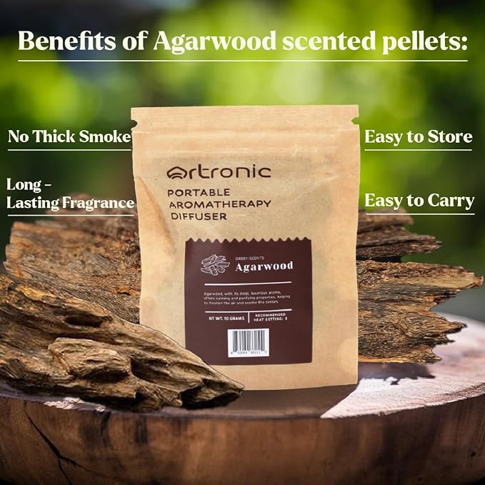 Aroma Diffuser-Compatible Scent Granule Starter Kit: Agarwood,10g, Anxiety Relief Items,Sleep Well, Refills for Orbby Incense Burner