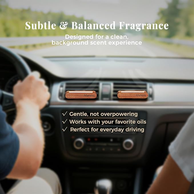 2-Pack Car Diffuser Vent Clip, Non-Electric Essential Oil Air Freshener, Refillable Sapele Wood Design, Customizable Subtle Scent (No Essential Oils)