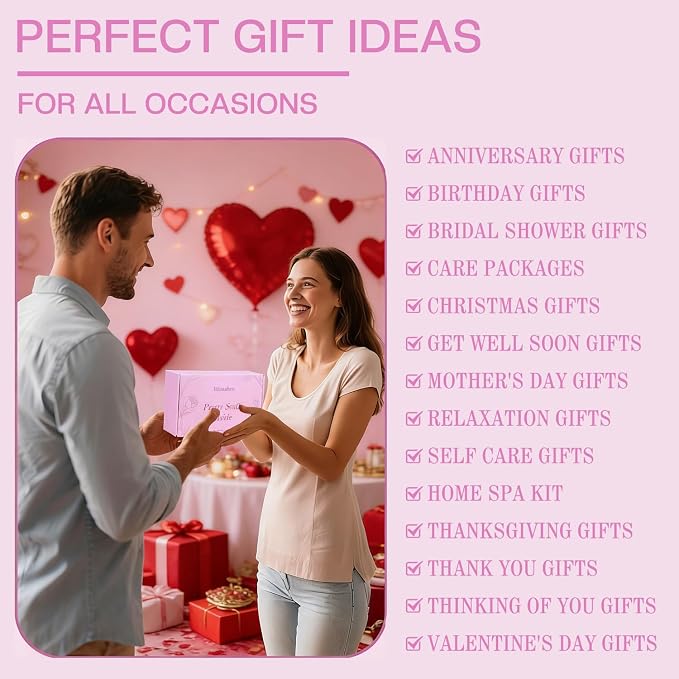 Mothers Day Spa Gifts for Women, Bath Gift Baskets, Birthday Relaxing Spa Self Care Gifts for Women, Home Rose Bath Shower Care Package for Wife, Mothers Day Gift Basket for Mom Her Friends