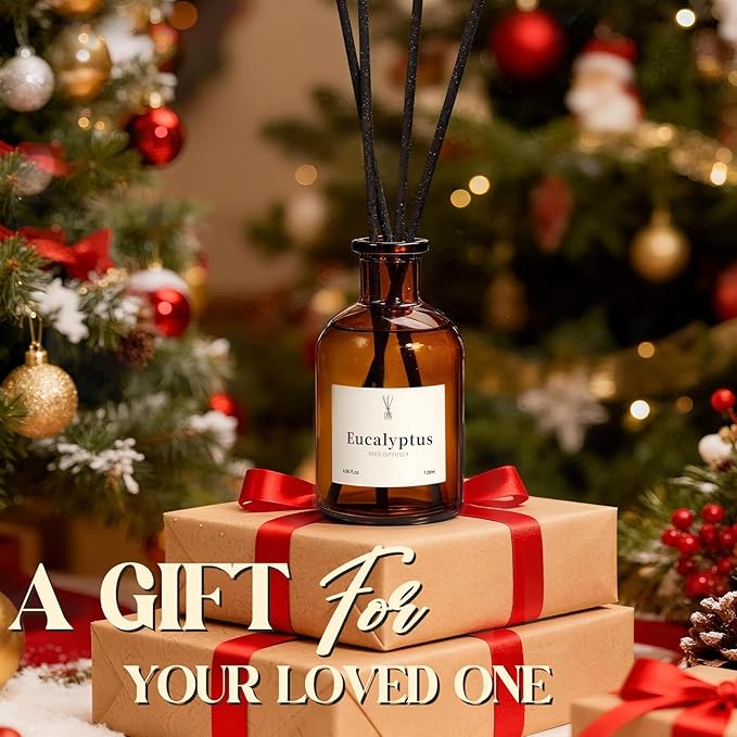 Reed Diffuser Set, 8.12 fl.oz Eucalyptus Scented Diffuser with Sticks, Up to 120 Days, Home Fragrance Reed Diffuser for Bathroom Shelf Decor & Room Freshener, 2 Pack