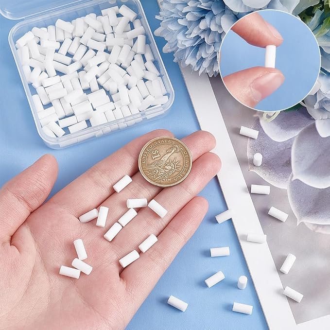 PH PandaHall 150pcs Diffuser Necklace Refill Sticks Scent Essential Oil Diffuser Sticks Replacement, 9x4mm White Fibre Cotton Core Absorbent Mini Replacement Refill Sticks for Aroma Necklace