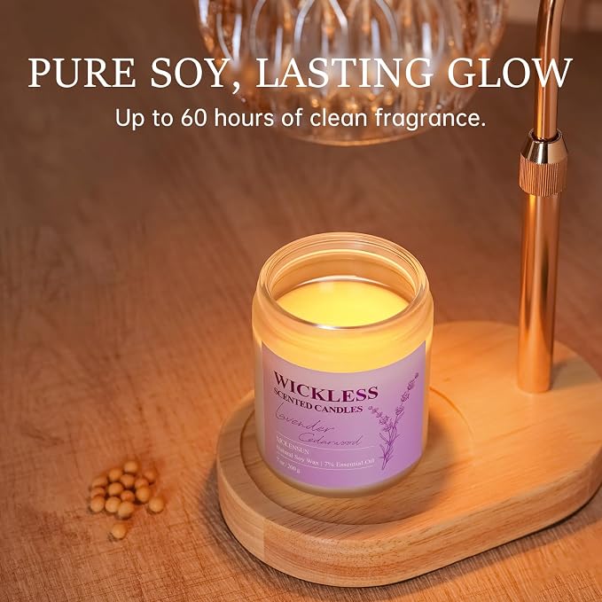 Lavender Cedarwood Wickless Candle for Candle Warmer Lamp with 10ml Essential Oil for Custom Aroma, Flameless Non-Toxic Soy Scented Candle for Home, Mother's Day or Birthday Gift for Women & Men