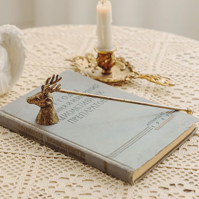 NIKKY HOME Candle Snuffer, Deer Decorative Candle Extinguisher Candlesnuffer with Long Handle Candle Snuffers Wick Snuffer Candle Accessory Vintage Candle Accessories Gift