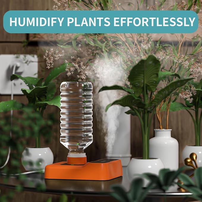 Portable Humidifiers for Travel, Small Mini Humidifier with Auto Shut-Off, Nightlight and Storage Bag for Hotel, Bedroom or Office, Plant Humidifier Indoor, Orange-Red