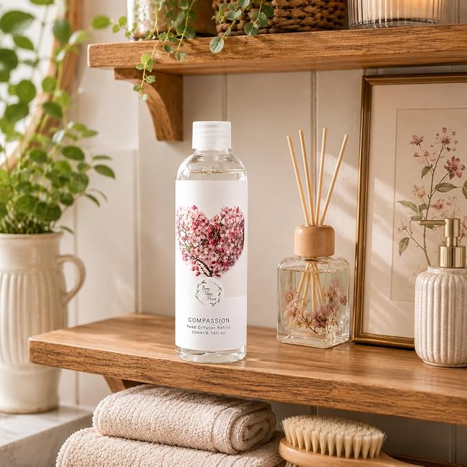 Reed Diffuser Refill, Peony & Rose Scented Oil 6.76 fl.oz / 200ml, Home Fragrance for Bedroom, Bathroom, Office Decor
