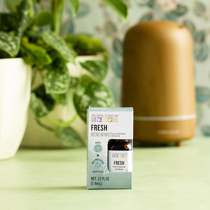 Aura Cacia Fresh Essential Oil Blend, Boxed 0.25 fl. oz. - Light Aroma, No Synthetic Fragrances