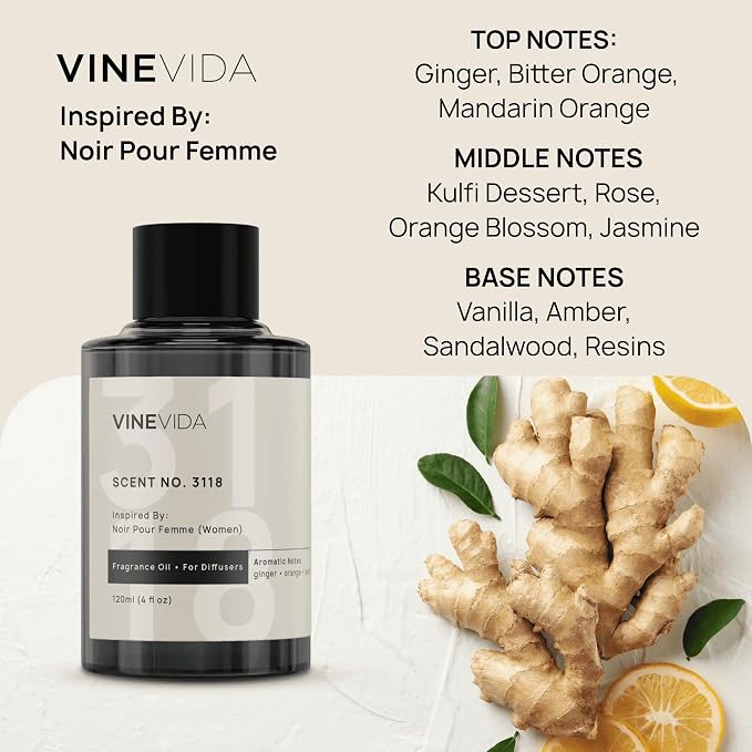 VINEVIDA [4 Oz] Inspired by: Noir Pour Femme (Women); Diffuser Oil Refill | Premium Scent Diffuser Oil for Home | Non-Toxic Fragrance