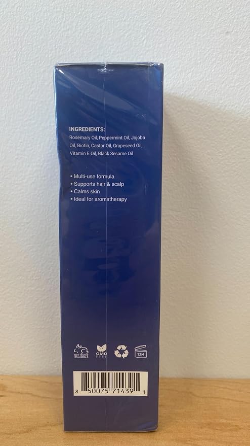 Rosemary, Peppermint & Castor Oil for Hair Growth & Scalp Refresh (6.7 fl oz), Infused with Biotin, Black Sesame, Grapeseed, Jojoba, & Vitamin E Oils for Itchy Scalp, Refreshing & Hydration