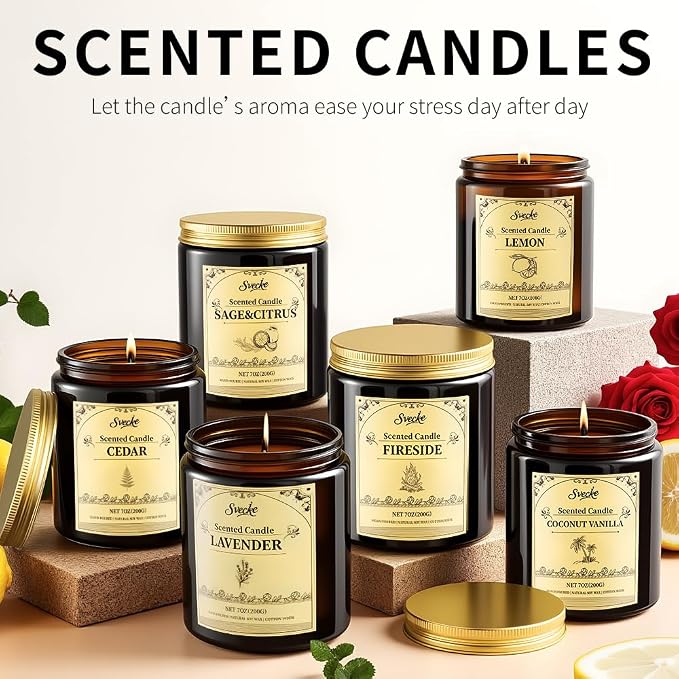 Sage and Citrus Scented Candles, 7oz Soy Wax Candle, Long Lasting Aromatherapy Jar Candle for Home, Scented Long Burning Candle Gift for Women and Men
