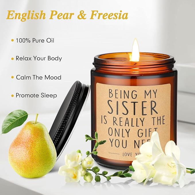 Gifts for Sister from Sister Brother Friend Bestie Christmas Gifts for Sister Bestie Friend Funny Birthday Gifts for Sister Scented Mothers Day Valentine Gift (to My Sister)