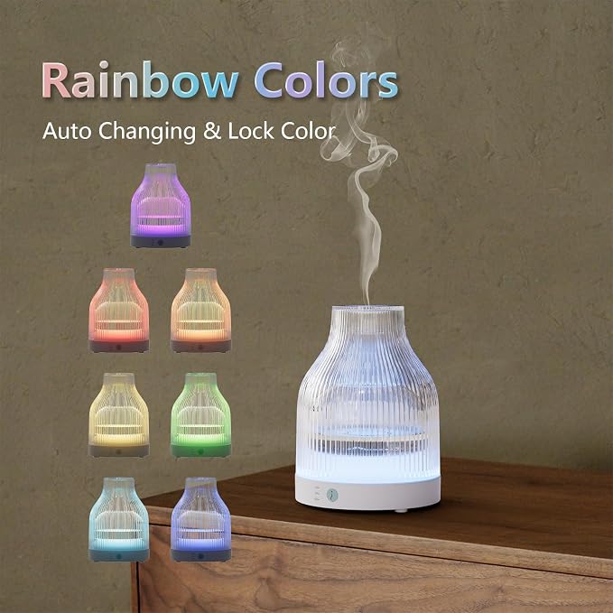 Diffuser,USB Plug-in Car Portable Aromatherapy Diffuser,Essential Oils for Diffusers with 7 Colors Lights 2 Switch Mode Waterless Auto Off for Car Home Office Room (One Button Control)