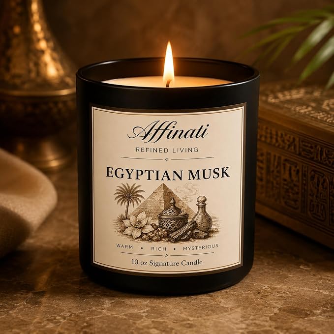 Affinati Egyptian Musk Signature Candle - 10 oz Luxury Soy Blend Wax Candle, Long-Lasting Home Fragrance