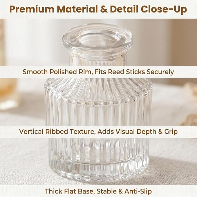 150ml /5.2 oz Empty Clear Glass Diffuser Bottles Refillable Aromatherapy Diffuser Jars Fragrance Essential Oils Accessories Use for DIY Replacement Diffuser Sticks Sets Crafts Decor