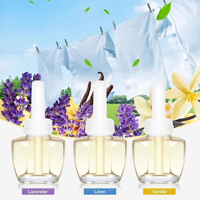 Plug in Air Freshener Refills, Wall Plug In Refill 6 Count, Lavender, Linen & Vanilla, Summer Scents, 3.96 Fl Oz, Air Fresheners for Home, Compatible with Air Wick & Glade