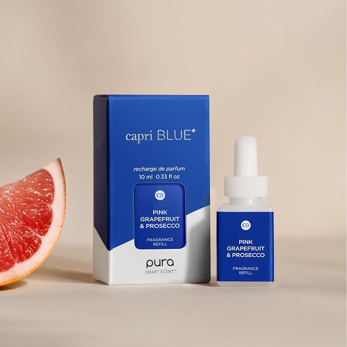 Capri Blue Pura Diffuser Refills – Luxury Home Fragrance – Long Lasting Oil Diffuser Scents with Notes of Mimosa Flower, Grapefruit & Violet (Pink Grapefruit & Prosecco, Pack of 2 Pura Refills)