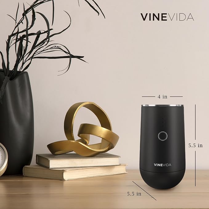 VINEVIDA Waterless Diffuser - Essential Oil Diffuser for Home - Black Scent Diffuser for Home, Battery Operated Aromatherapy Diffuser - Car, Room Fragrance Air Diffuser