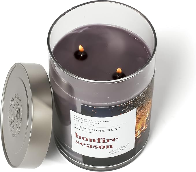 Signature Soy Lidded Bonfire Season Scented Candle, Extra Large Jar