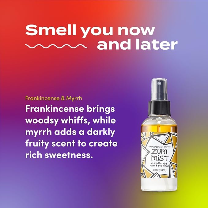 Indigo Wild Zum Mist Room & Body Spray - Aromatherapy Essential Oil Spray - Natural Body Mist & Room Spray - Frankincense & Myrrh Scent - 4 fl oz (2 Pack)