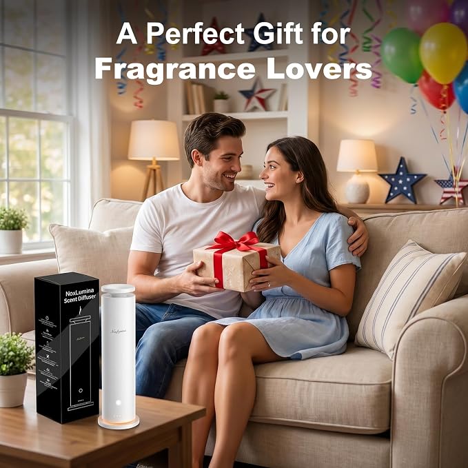 Waterless Scent Diffuser Starter Kit with 5 Essential Oils, Luxury Hotel-Class 1500 Sq Ft Cover Aromatherapy Diffuser Oil Machine with 4 Timers & 6 Mist Levels, 4.06Oz Air Diffuser for Home