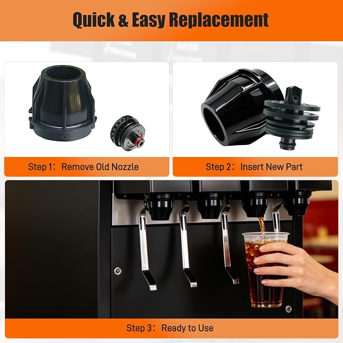 8 Pcs UF-1 Nozzle and Diffuser Assembly Compatible with Most Cola Machine Models, Beverage Dispenser Valve Nozzle Replacement Kit, Inner & Outer Valve Components