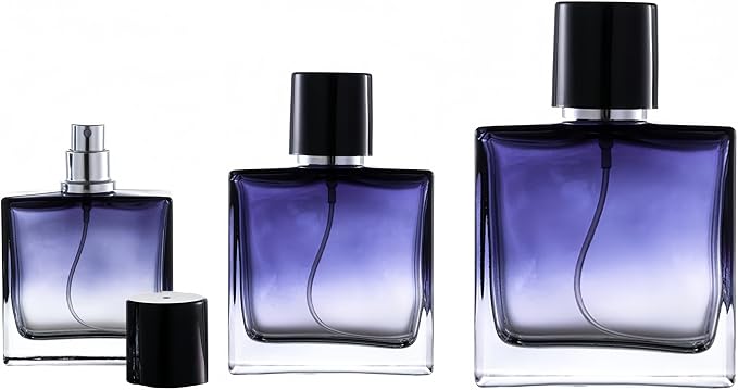 2 Pack 50ml Glass Perfume Atomizer,Gradient Blue Empty Spray Bottle,Portable Fragrance Fine Mist Spray Bottle Perfume Dispenser for Travel
