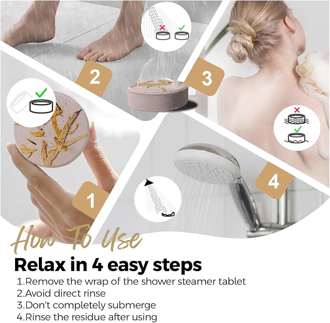 SWCANDY Shower Steamers Aromatherapy Birthday Gifts for Women Travel Essentials, 8 Pcs Sandalwood, Bath Bombs Shower Bombs with Natural Essential Oils, Relaxation Home SPA