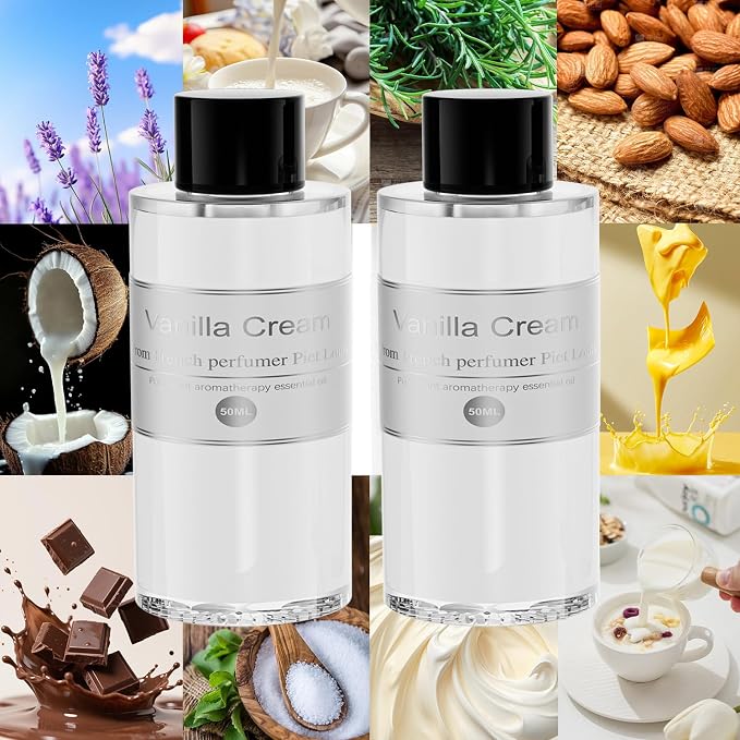 Amor Lyris 2 Packs Essential Oil Refill for Smart Car Air Freshener, 3.5OZ Car Diffuser Refill, Aromatherapy Perfume Refill Can be Used for 4-8 Months, Made with Natural Plant Extracts, Vanilla Cream