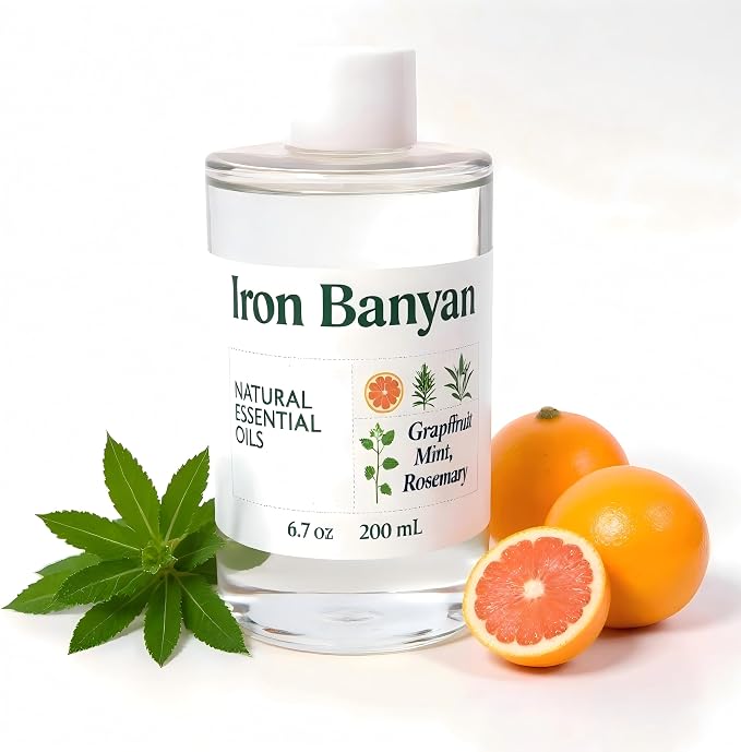Grapefruit Mint Rosemary Essential Oil Blend 200ml | Energizing aromatherapy oil for diffuser. Boosts energy, focus & con. Promotes rel. & sleep. Refreshing citrus-herbal scent.