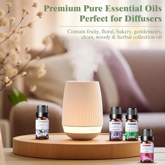 24 Pcs Essential Oil Set for Diffuser 10ml Sweet Orange Lavender Lemongrass Peppermint Eucalyptus Rose Each Fragrance Oil for Candle Making, Soap Making, Aromatherapy, Humidifiers (Fresh)