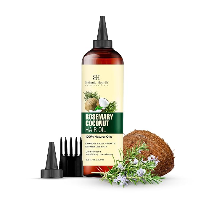 Botanic Hearth 100% Pure Rosemary Biotin Oil For Hair Growth & Hair Treatment Oils 6.7 Fl oz | Infused with coconut Oil | Hair Oil Repairs Dry Damaged Hair, Strengthening, Healthier | All Hair Types
