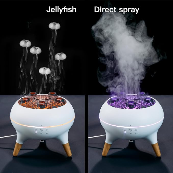 Essential Oil Diffuser 250ML,Jellyfish Diffuser Air Humidifiers Sound Pickup Ultrasonic Aromatherapy Diffuser Remote Control 7 Color Lights for Home Bedroom Office Hotel(White)