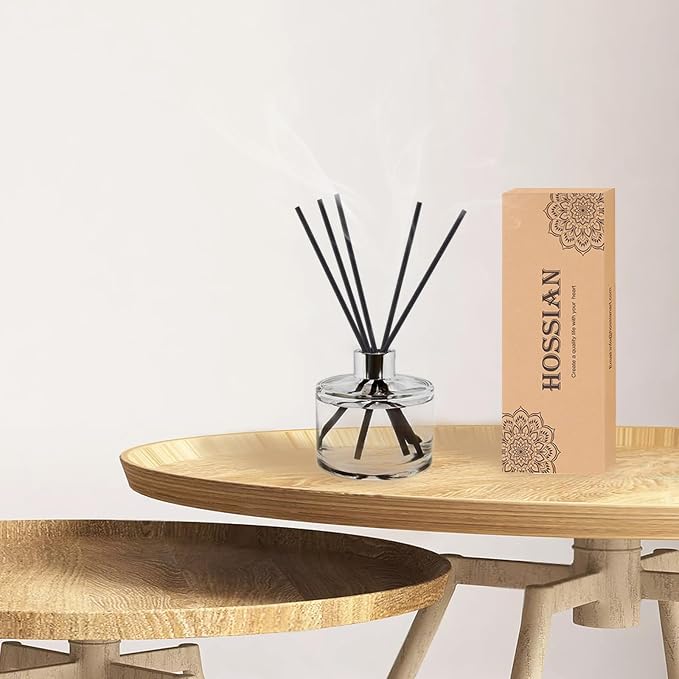 HOSSIAN Reed Diffuser Sticks - Reed diffusers-Reed Sticks -Diffuser Glass Bottles-Diffuser Refills- Natural Rattan Wood Replacement for Aroma Fragrance(7"*3.5mm Black)