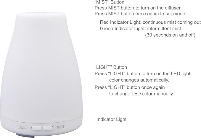 EcoGecko Aromatherapy Essential Oil Diffuser, Aroma Oil Diffuser Cool Mist Humidifier with Timer, 7 Color LED Lights, Auto Shut-Off for Home Bedroom Office